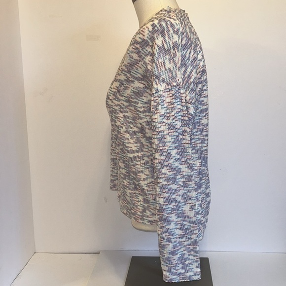 Code Mode Burgundy & Blue Multi High / Low V Neck Long Sleeve Sweater Women’s XS - Picture 5 of 11